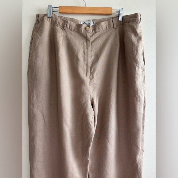 Ann Gerlin linen pants vintage sz US 18 tan - Picture 2 of 13